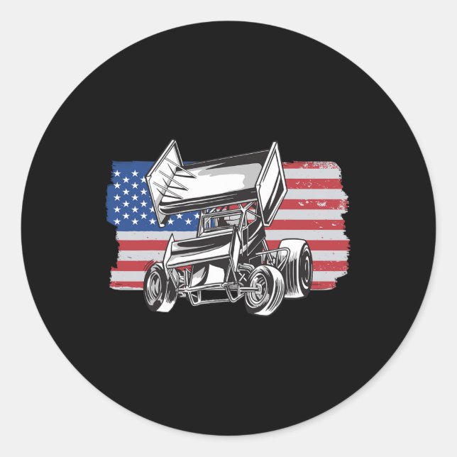 Adesivo Corrida de Sprint Car EUA Bandeira  (Frente)