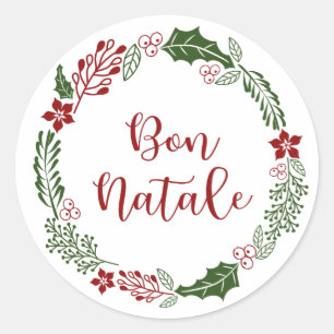 Adesivo Corso Feliz Natal Coroa, Bon Natale