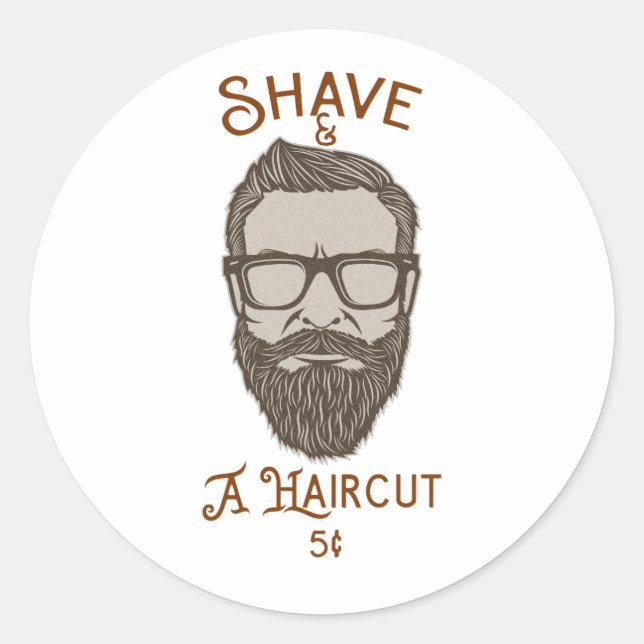 Adesivo Corte & Barba Tipo Gráfico Loja de Barbeiro Retro (Frente)