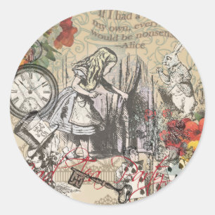 Adesivo Cortina Clássica de Arte das Aventuras de Alice no