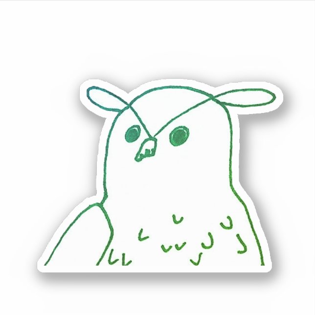 Adesivo Coruja Artística de Aves da Floresta Verde (Frente)