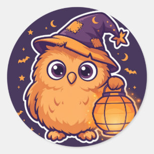 Adesivo Coruja Assistente Lanterna Halloween
