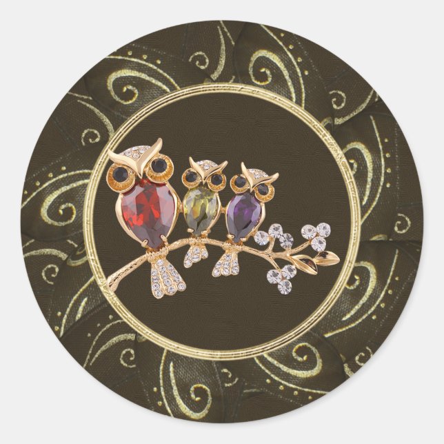 Adesivo Coruja Coruja Bonita Joias Impressão (Frente)