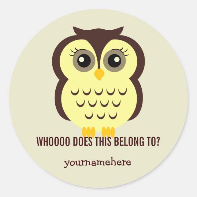 Adesivo Coruja Cutesy ISTO PERTENCE A Stickers (Frente)