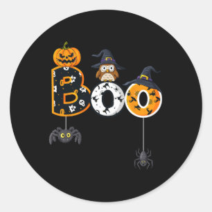 Adesivo Coruja de Halloween com aranhas de bruxa