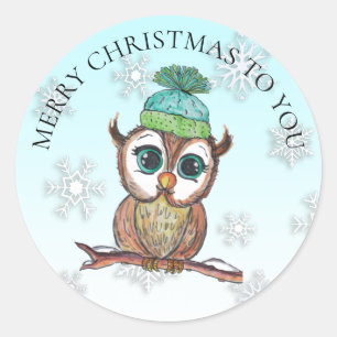 Adesivo Coruja de Natal sentada no Feriado do Branch