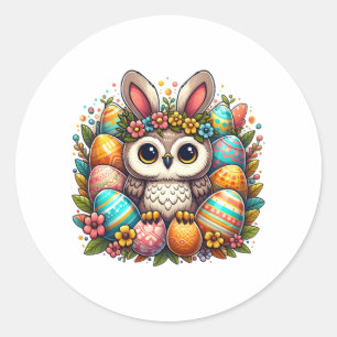 Adesivo Coruja de páscoa com orelhas de coelho