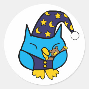 Adesivo Coruja Dormida Azul