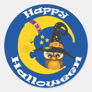 Adesivo Coruja e lua no Halloween