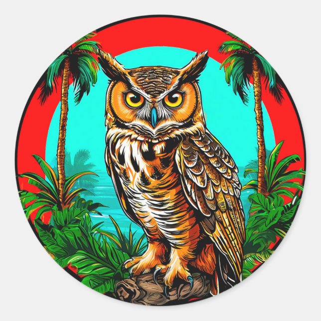 Adesivo Coruja Empoleirada na Rocha 🦉 Arte Noturna da Nat (Frente)