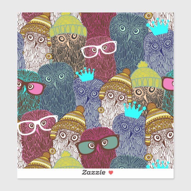 Adesivo Coruja na coroa (Folha)