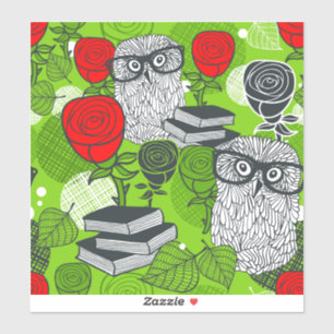 Adesivo Coruja nas rosas vermelhas