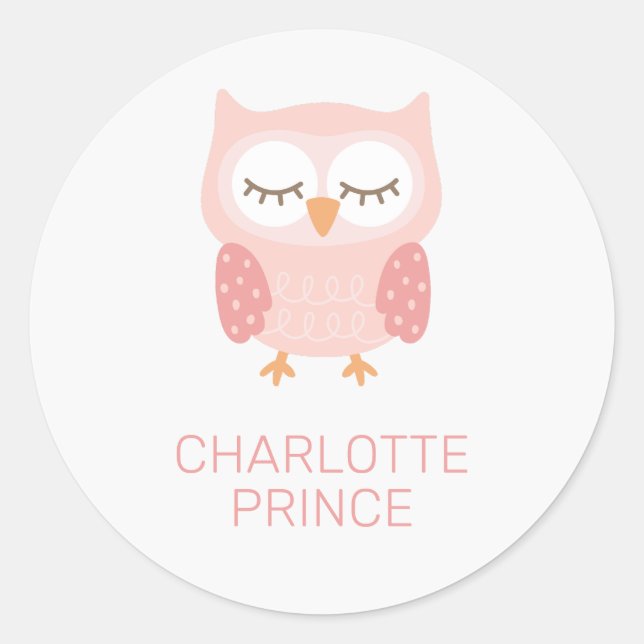 Adesivo 'Coruja Rosa', fofa personalizada (Frente)