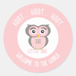 Adesivo Coruja Rosa, Hoot Hoot, bem-vinda ao mundo
