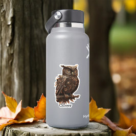 Adesivo Coruja Steampunk Com Seu Nome