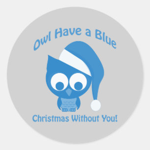 Adesivo Coruja tem um Natal azul sem você