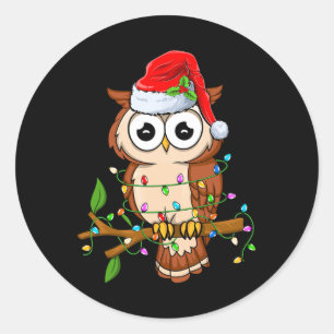 Adesivo Coruja Usando Chapéu de Papai Noel Natal - Pássaro
