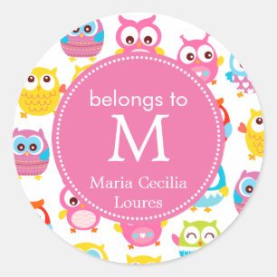 Adesivo Corujas bonitos de Litte Monogrammed