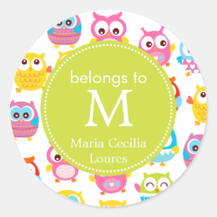 Adesivo Corujas bonitos de Litte Monogrammed