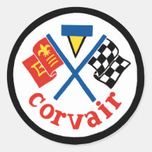 Corvair Vintage Patch 2 Color/Black Stickers