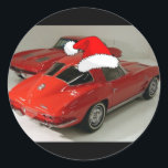 Adesivo Corvette de Natal/Tudo o que quero no Natal<br><div class="desc">corveta clássica de janela vermelha dividida</div>