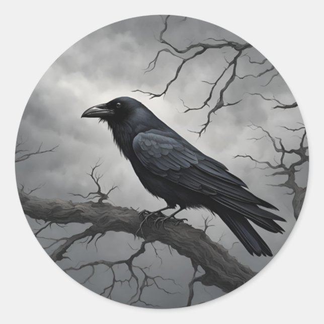 Adesivo Corvo escuro numa árvore (Frente)