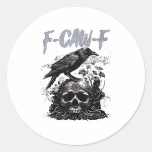 Adesivo Corvo F-Caw-F Engraçado Funny Halloween Retro Clás