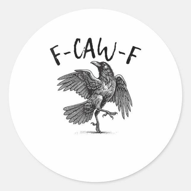 Adesivo Corvo, F-Caw-F Pássaro Engraçado (Frente)