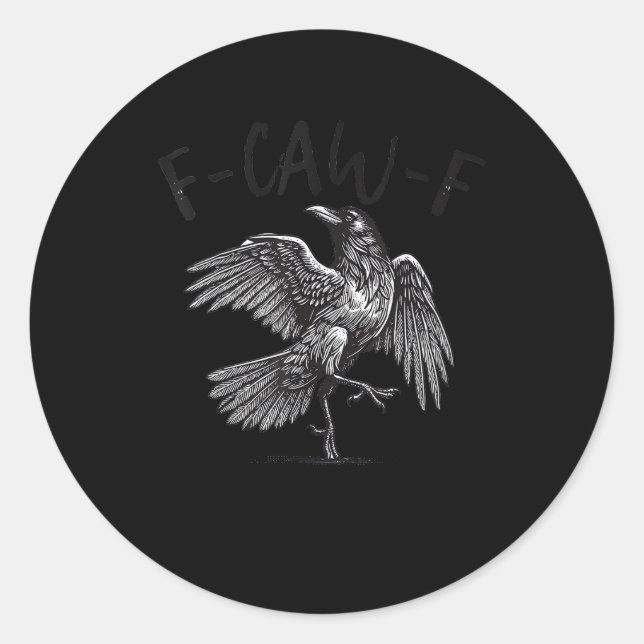 Adesivo Corvo, F-Caw-F Pássaro Engraçado Gráfico Retro (Frente)