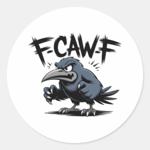 Adesivo Corvo Irritado “F-CAW-F ” – Design de Pássaro de D