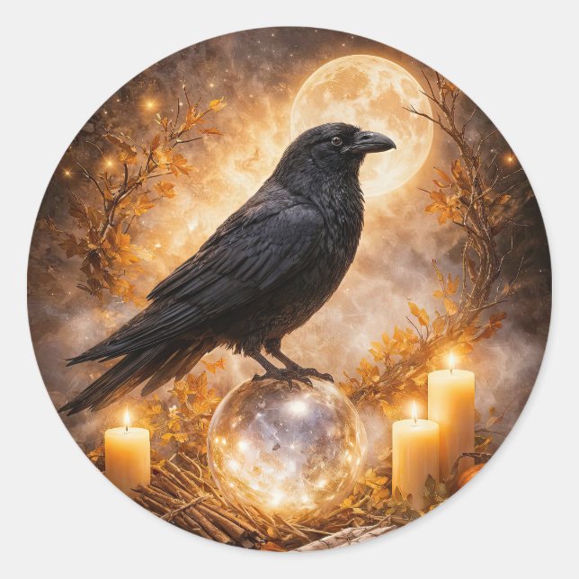 Adesivo Corvo Mágico e Velas Místicas (Frente)