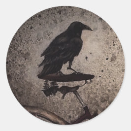 Adesivo Corvo negro em bicicleta de safra