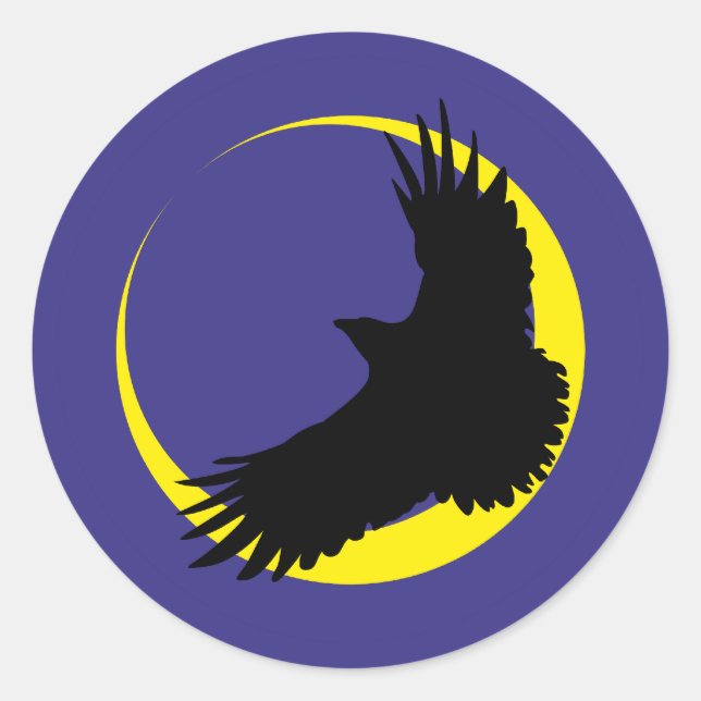 Adesivo Corvos lua meia-lua raven crescent moon (Frente)