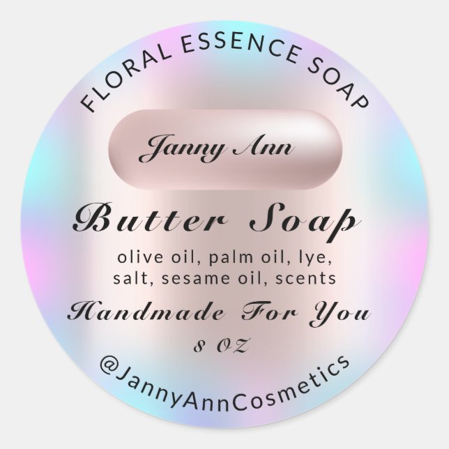 Adesivo Cosméticos de sabão de manteiga feitos à mão - ros (Frente)