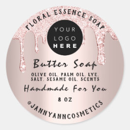 Adesivo Cosméticos de sabão de manteiga feitos à mão Rosa 