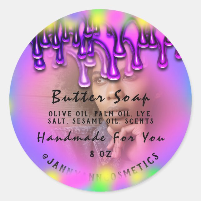 Adesivo Cosméticos de sabão de manteiga Foto holográfica f (Frente)