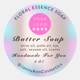 Adesivo Cosméticos de sabão de manteiga Logotipo rosa feit
