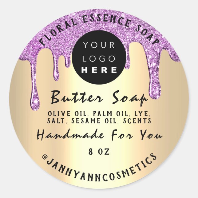 Adesivo Cosméticos de sabão de manteiga, púrpura, feitos à (Frente)