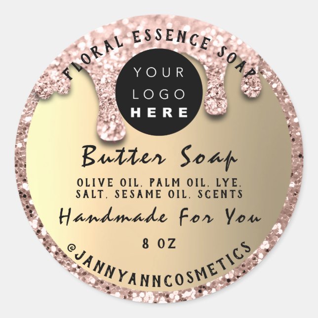 Adesivo Cosméticos de sabão de manteiga Rosa de brilho fei (Frente)