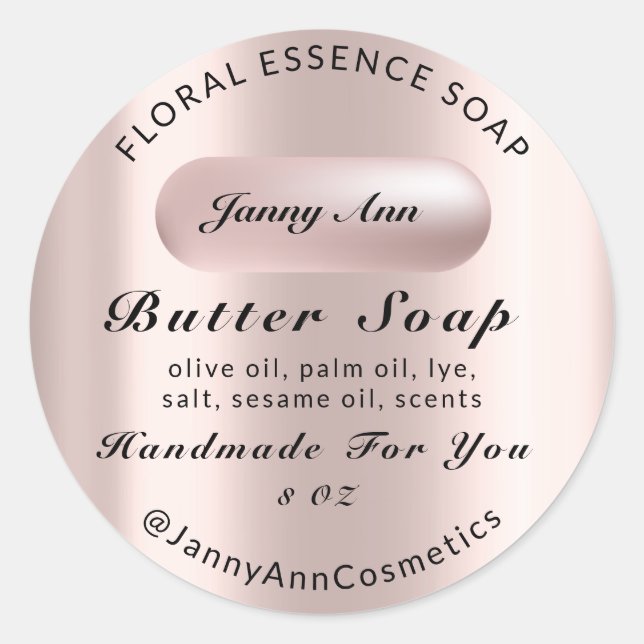 Adesivo Cosméticos de sabão de manteiga Rosa social de pro (Frente)