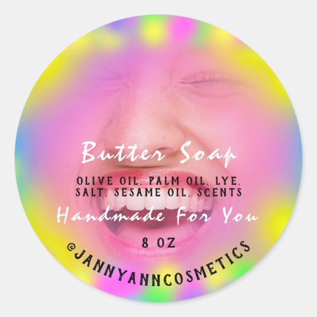 Adesivo Cosméticos de sabão de manteiga Sorriso Holográfic (Frente)