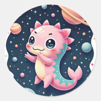 Adesivo Cosmic Axolotl Galactic Space Adventure Kawaii Sti