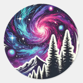 Adesivo Cosmic Forest: Galaxy Meets Nature
