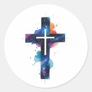 Adesivo Cosmic Grace Galaxy Christian Cross Sticker