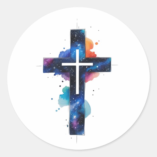 Adesivo Cosmic Grace Galaxy Christian Cross Sticker (Frente)