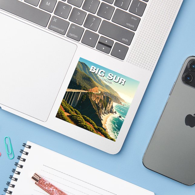 Adesivo Costa Central do Grande Sur Califórnia (Notebook com iPhone)
