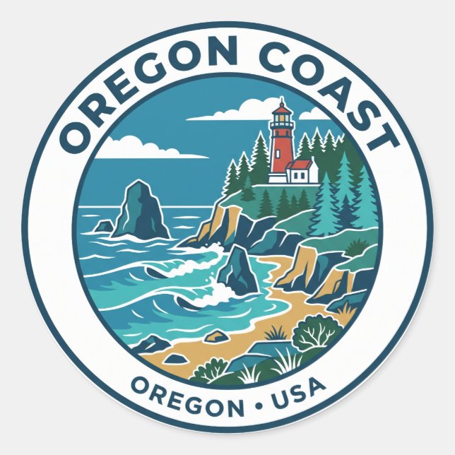 Adesivo Costa do Oregon EUA (Frente)