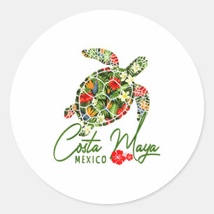 Adesivo Costa Maya México Tartaruga Marinha Trocal Hibisco