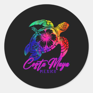 Adesivo Costa Maya México Tie Dye Tartaruga Marinha Hibisc