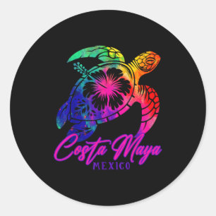 Adesivo Costa Maya México Tie Dye Tartaruga Marinha Hibisc
